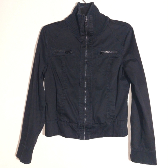 Jackets & Blazers - N.D. Women's Heavy Zippers Cotton Blend Lightweight Casual Jacket Black Size 2